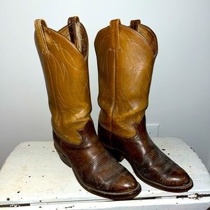 Tony Lama Two-Tone Brown Mens Cowboy Boots